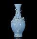 32cm Qianlong Signed Old Chinese Blue Glaze Vase Withpeach