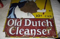 32 Antique Old Dutch Cleanser Porcelain Sign Home Lady Bath Advertising Tin Can