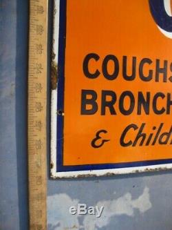 38285 Old Antique Vintage Enamel Sign Shop Advert Veno's Cough Cure Railway