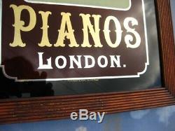 38287 Old Antique Vintage Glass Advert N0t Enamel Sign Browne Pianos London