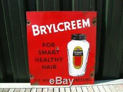 38304 Old Antique Vintage Enamel Sign Shop Advert Brylcreem Hairdresser Barber