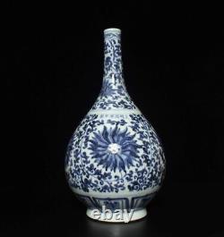 38CM Old Signed Antique Chinese Blue & White Porcelain Vase with flower