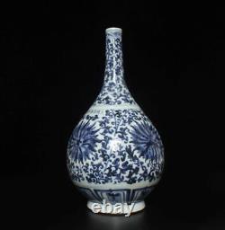 38CM Old Signed Antique Chinese Blue & White Porcelain Vase with flower