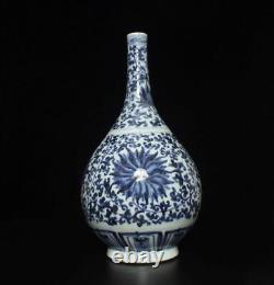 38CM Old Signed Antique Chinese Blue & White Porcelain Vase with flower