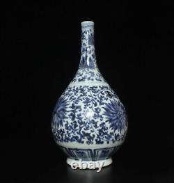 38CM Old Signed Antique Chinese Blue & White Porcelain Vase with flower
