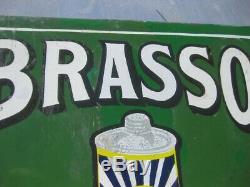 39758 Old Antique Vintage Enamel Sign Shop Advert Brasso Metal Polish Tin Can