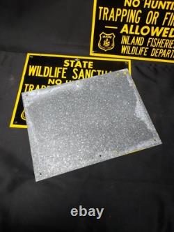 3 NEW OLD STOCK Maine Wildlife Sanctuary Metal Sign No Hunting Trapping Firearms