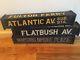 3 Vintage Brooklyn Ny Traction Trolley Car Train Old Antique Wood Station Sign's