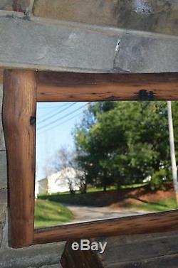 41 WORMY CHESTNUT LIVE EDGE MIRROR HANDCRAFTED with150 YEAR OLD WOOD HZ #16ET20