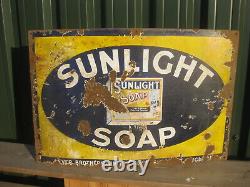 45995 Old Vintage Antique Enamel Sign Shop Advert Sunlight Soap Packet Box Label