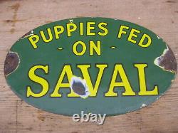46971 Old Vintage Antique Enamel Sign Pet Shop Advert Dog Puppy Food Farm Animal