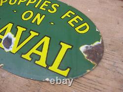 46971 Old Vintage Antique Enamel Sign Pet Shop Advert Dog Puppy Food Farm Animal