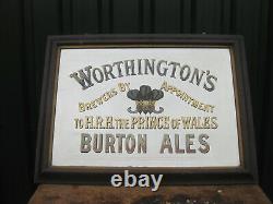 46977 Old Vintage Antique Enamel Sign Pub Mirror Advert Worthington Brewery Jug