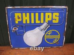 46981 Old Antique Enamel Sign Hardware Shop Advert Philips Bulb Radio Wireless