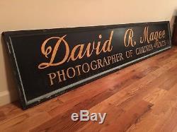 8'FOOT Antique Wood Trade Sign Old Photo Studio Vintage Camera Store Photography