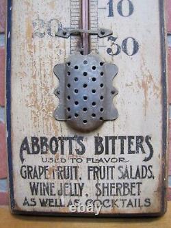 ABBOTTS BITTERS Adds Zest and Flavor to Beverages Antique Thermometer Sign Pub