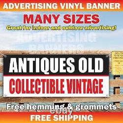 ANTIQUES OLD COLLECTIBLE VINTAGE Advertising Banner Vinyl Sign shop coin rarity