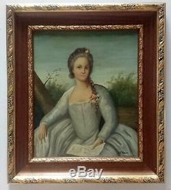 ANTIQUE 19th CENTURY OLD MASTER OIL ITALIAN PAINTING PORTRAIT OF A LADY 1894