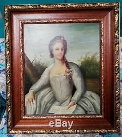 ANTIQUE 19th CENTURY OLD MASTER OIL ITALIAN PAINTING PORTRAIT OF A LADY 1894