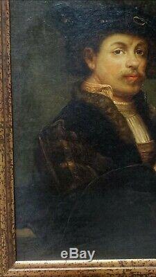 ANTIQUE 19th CENTURY OLD MASTER OIL ITALIAN PAINTING PORTRAIT REMBRANDT 1886