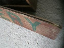 ANTIQUE LARGE 51 WOOD ADVERTISING SIGN LIVERY with OLD RED WASH PAINT