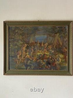 ANTIQUE NATIVE AMERICAN INDIAN OIL PAINTING OLD NAVAJO SOUTHWEST TRIBAL 1930s