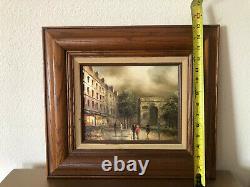 ANTIQUE, OLD French oil painting by T. Costello. Framed /signed