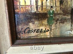 ANTIQUE, OLD French oil painting by T. Costello. Framed /signed