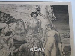ANTIQUE OLD MASTER ETCHING ART DECO NUDE SURREAL Raymond-Jacques BRECHENMACHER