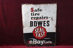 ANTIQUE ORIGINAL BOWES SEAL FAST EMBOSSED SIGN OLD SERVICE STATION 1930's