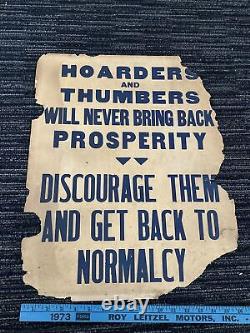 ANTIQUE ORIGINAL Hoarders Thumbers Sign Trolley Old Strike Wilkes Barre PA