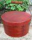 Antique Pantry Box Withlid, Bail Handle, In Old Red Paint, Signed S. O. Hingham Mass