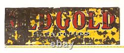 ANTIQUE PORCELAIN OLD GOLD CIGARETTES SIGN, VINTAGE, 192030sLARGE 36x12, GIFT