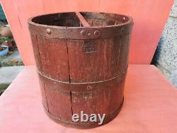 ANTIQUE PRIMITIVE OLD WOODEN ROYAL BOWL MEASURMENT GRAIN FLOUR KRINA signed 1896