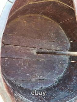 ANTIQUE PRIMITIVE OLD WOODEN ROYAL BOWL MEASURMENT GRAIN FLOUR KRINA signed 1896