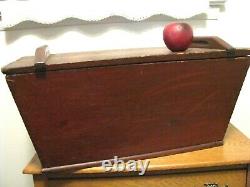 ANTIQUE Pa. WOODEN DOVETAILED DOUGH BOX with Sq. Nails / Old Red Paint