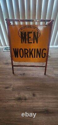 ANTIQUE USA Men Working Sign From 1930's So Unique And Cool! Rare Original