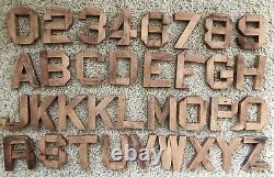 ANTIQUE VINTAGE HAND MADE Wood Block Sign Letters ALPHABET NUMBERS Primitive OLD