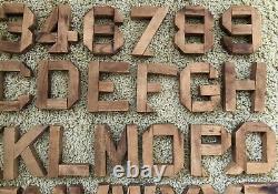 ANTIQUE VINTAGE HAND MADE Wood Block Sign Letters ALPHABET NUMBERS Primitive OLD