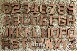 ANTIQUE VINTAGE HAND MADE Wood Block Sign Letters ALPHABET NUMBERS Primitive OLD