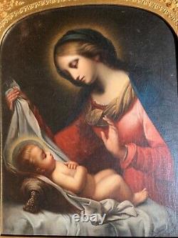 ANTIQUE VIRGIN MARY & BABY JESUS Madonna del Velo AFTER 17th CENTURY OLD MASTER