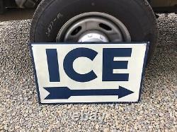 ANTIQUE Vivian Mfg Co DOUBLE SIDED ICE ARROW Raised Paint- Old Service Station