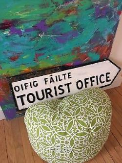 AUTHENTIC IRISH IRELAND Road Sign. Gaelic. Antique Old Tourist Office