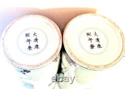 A Pair Of Old Chinese Famille Verte Porcelain Warrior Vases