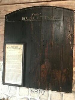 Aafa Early Primitive Old Railroad Bulletin Wood Sign Original Black