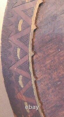 American Indian Chief folk art wooden 1909 signed portrait oval 20-1/2 HUGE old