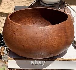 Antique 100 Yr Old Large Teak Bowl Treen & Silk Oak Bowl Signed By Walsh