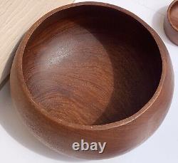 Antique 100 Yr Old Large Teak Bowl Treen & Silk Oak Bowl Signed By Walsh