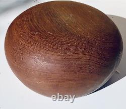 Antique 100 Yr Old Large Teak Bowl Treen & Silk Oak Bowl Signed By Walsh