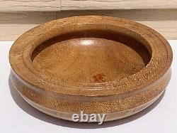 Antique 100 Yr Old Large Teak Bowl Treen & Silk Oak Bowl Signed By Walsh